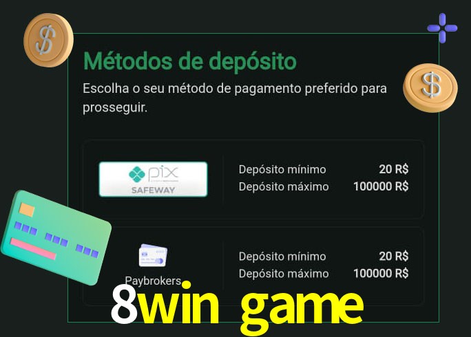 O cassino 8win game oferece uma grande variedade de métodos de pagamento